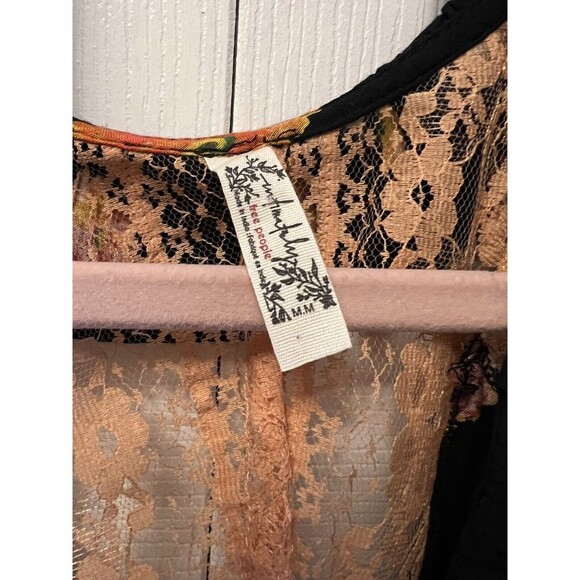FREE PEOPLE Poppy Printed Black Combo Bodysuit TOP SIZE M MEDIUM NEW - Picture 5 of 8